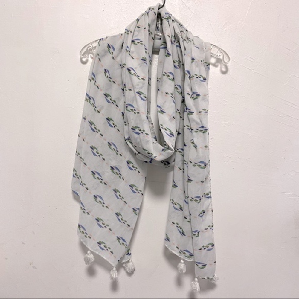 Aerie Long Patterned Pom Pom Scarf